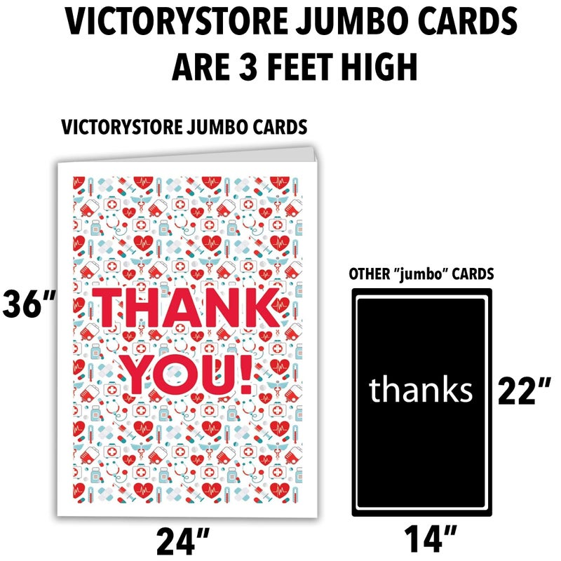VictoryStore Jumbo 3-Foot Thank You Card â€“ 24x36-Inch Medical Appreciation Card for Nurses & Doctors with Envelope - Image 4